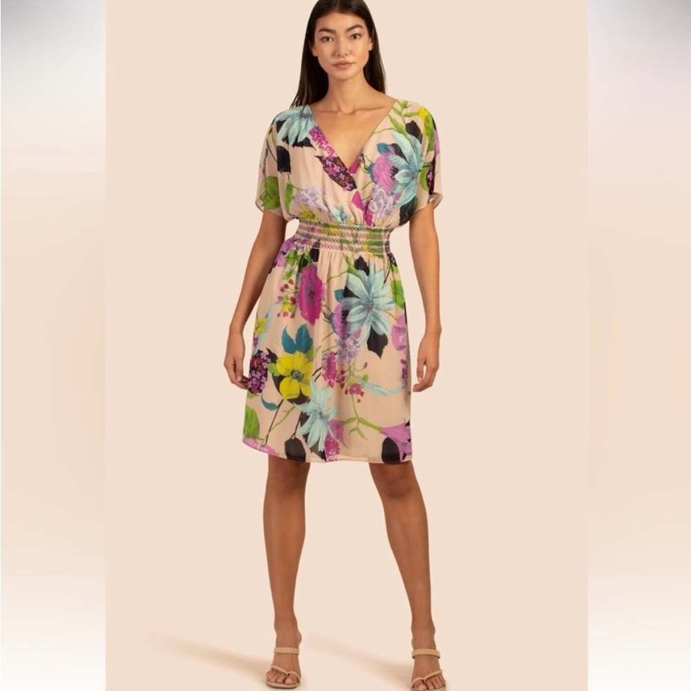 Trina Turk Blush Floral V-Neck Dress